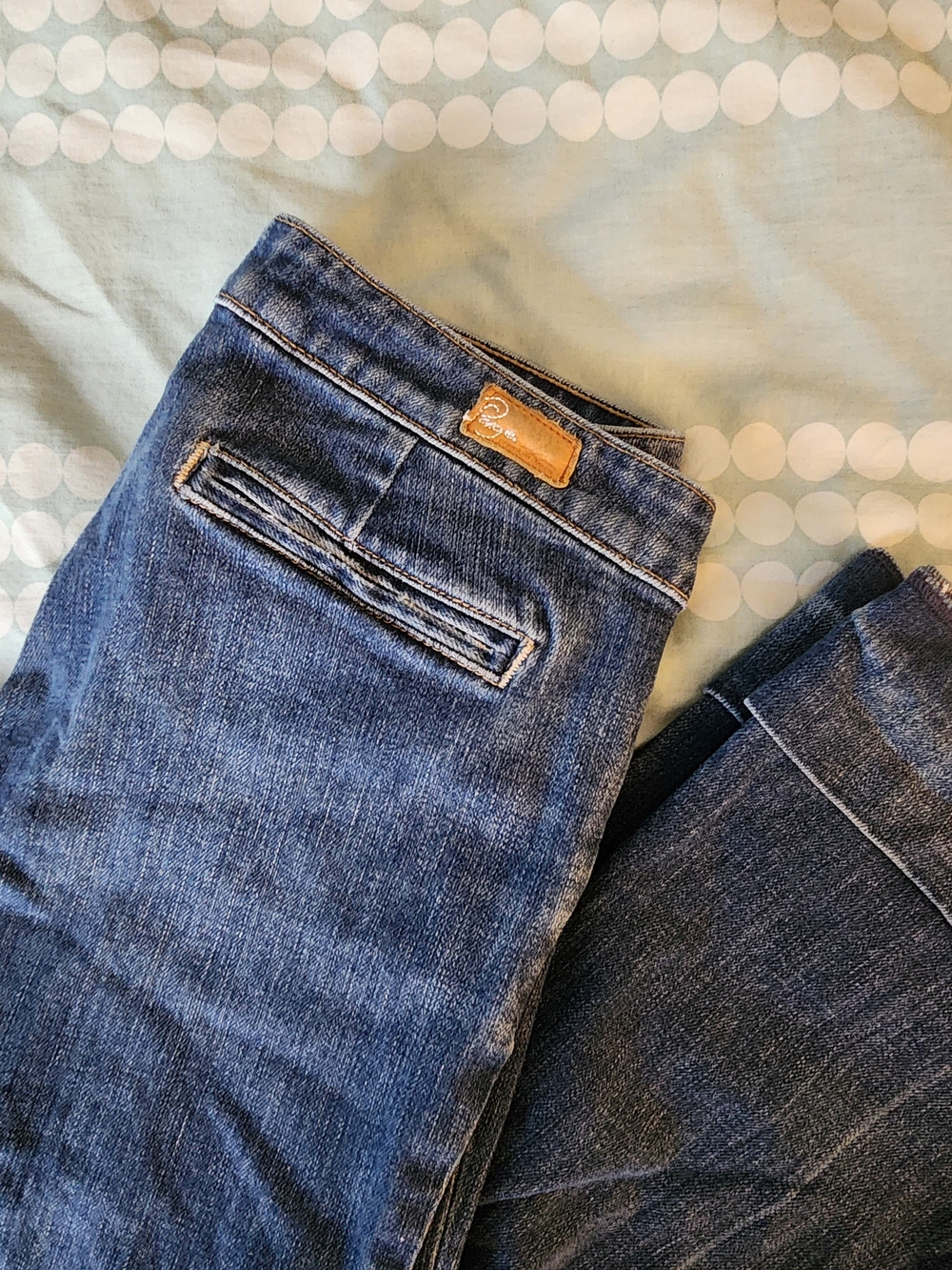 PAIGE Medium Blue Flare Cuff Jeans